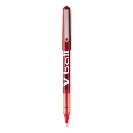 Pilot VBall Liquid Ink Rollerball Pen, Stick, Extra-Fine 0.5 mm, Red Ink, Red/Clear Barrel, PK12 PIL35202
